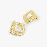 Rhomboid Textured Earrings- Gold Colour