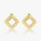 Rhomboid Textured Earrings- Gold Colour