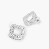 Rhomboid Textured Earrings- Silver Colour
