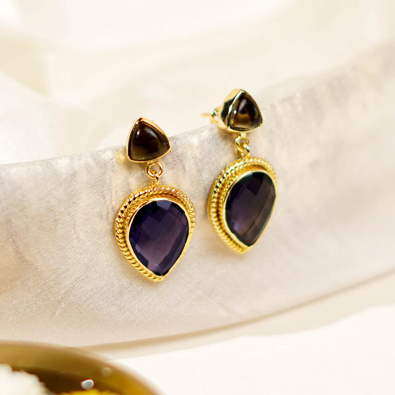 Smokey Trillion & Amethyst Quartz Danglers