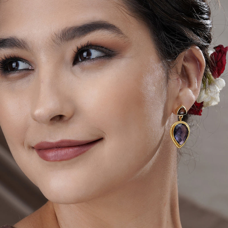 Smokey Trillion & Amethyst Quartz Danglers