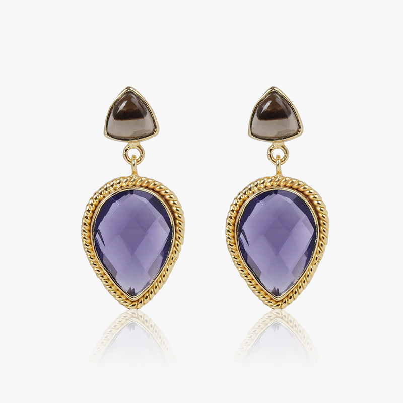 Smokey Trillion & Amethyst Quartz Danglers