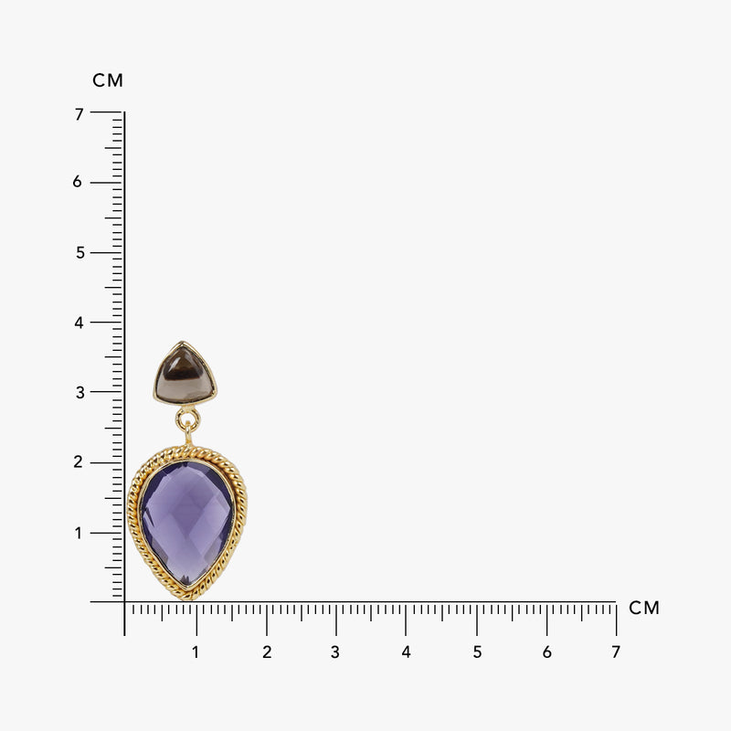 Smokey Trillion & Amethyst Quartz Danglers