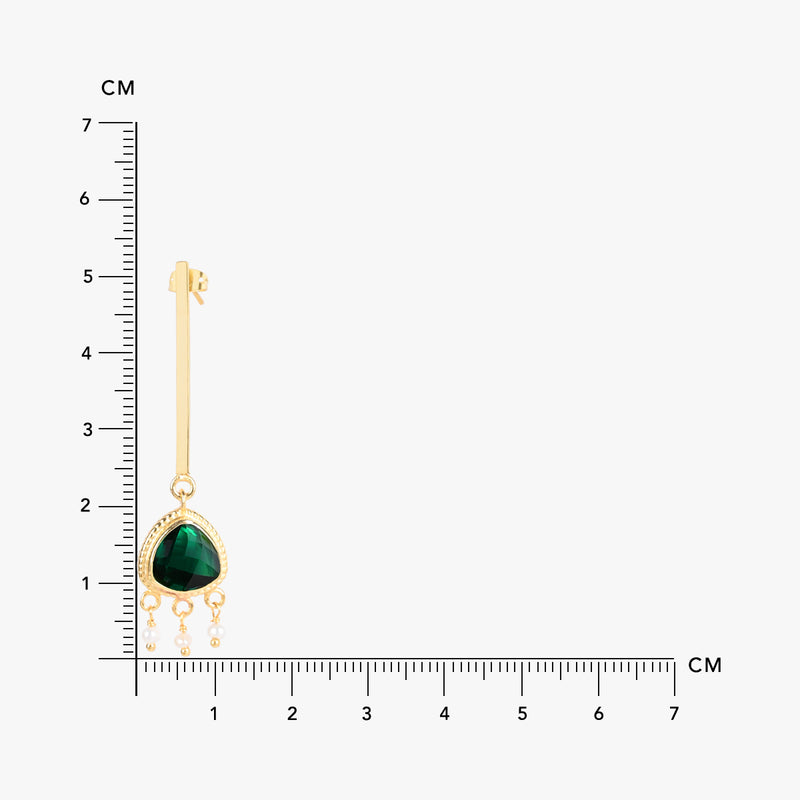 Green Quartz & Pearl Long Danglers
