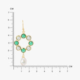 Dual-Tone Green Quartz & Pearl Earrings