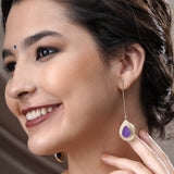 Amethyst Druzy Crystal Long Earrings