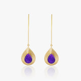Amethyst Druzy Crystal Long Earrings