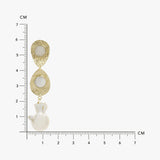 Moon Stone & Baroque Pearl Textured Earrings