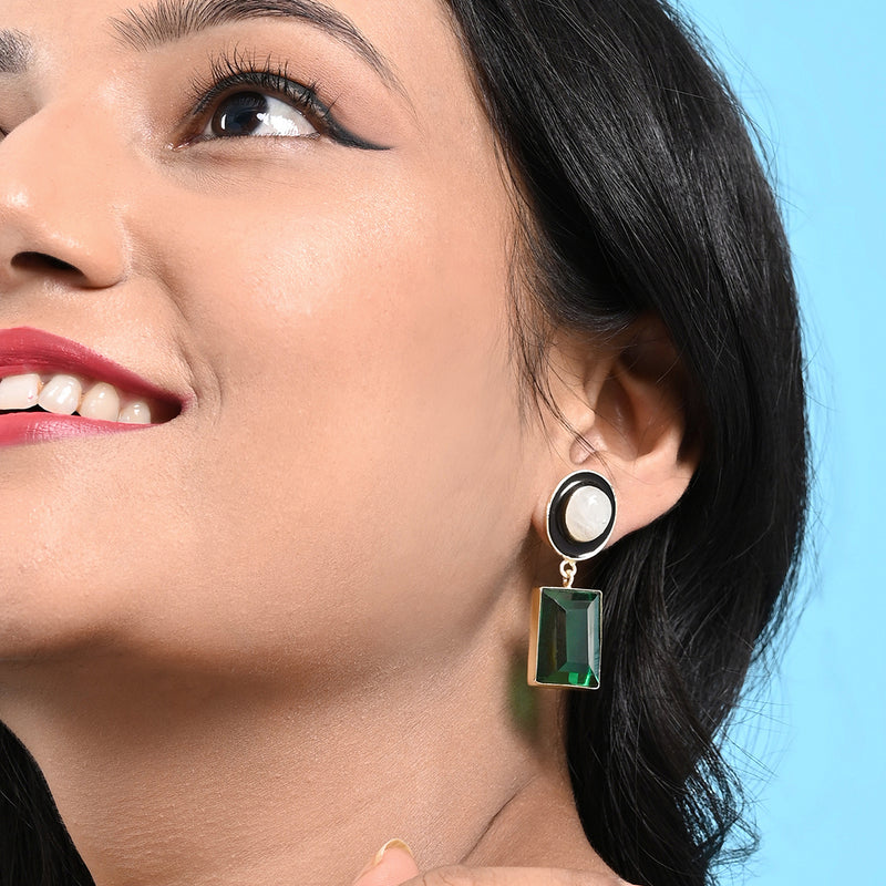 Moonstone Hydro Glass Enamel Earrings