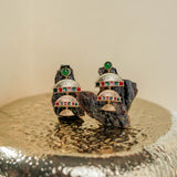 Green And Red Enamel Textured Danglers