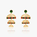 Green And Red Enamel Textured Danglers