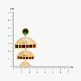 Green And Red Enamel Textured Danglers