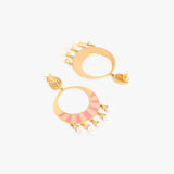 Dual-Tone Pink Textured Pearl Danglers