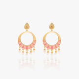 Dual-Tone Pink Textured Pearl Danglers