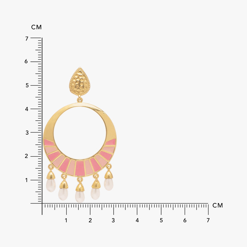 Dual-Tone Pink Textured Pearl Danglers