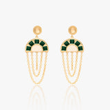 Green And Ivory Enamel Glossy Chain Earrings