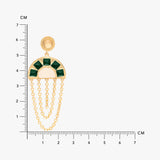 Green And Ivory Enamel Glossy Chain Earrings