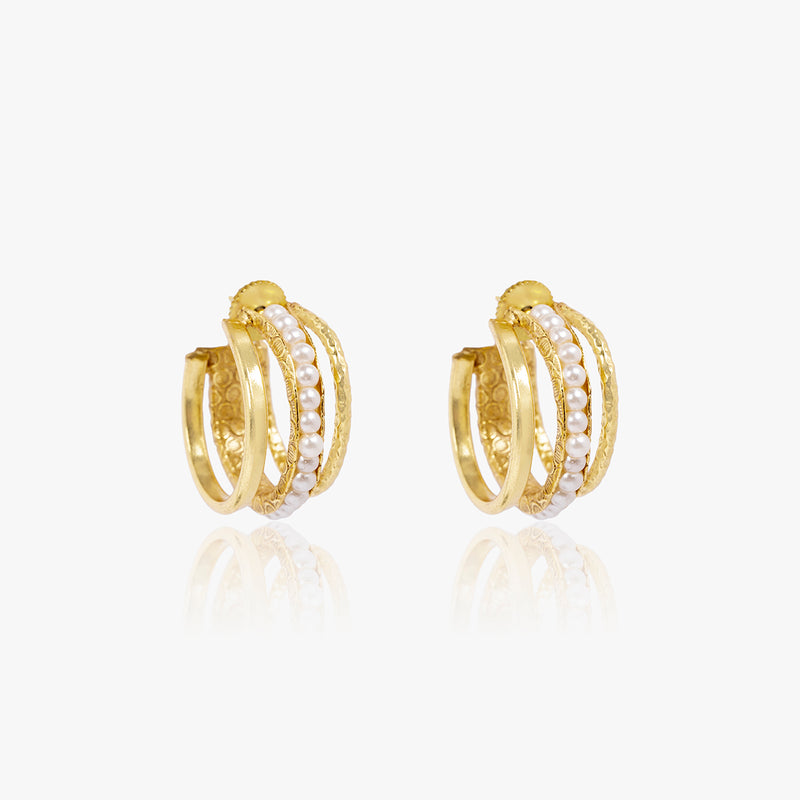 Pearls And Textured Sheet Earrings