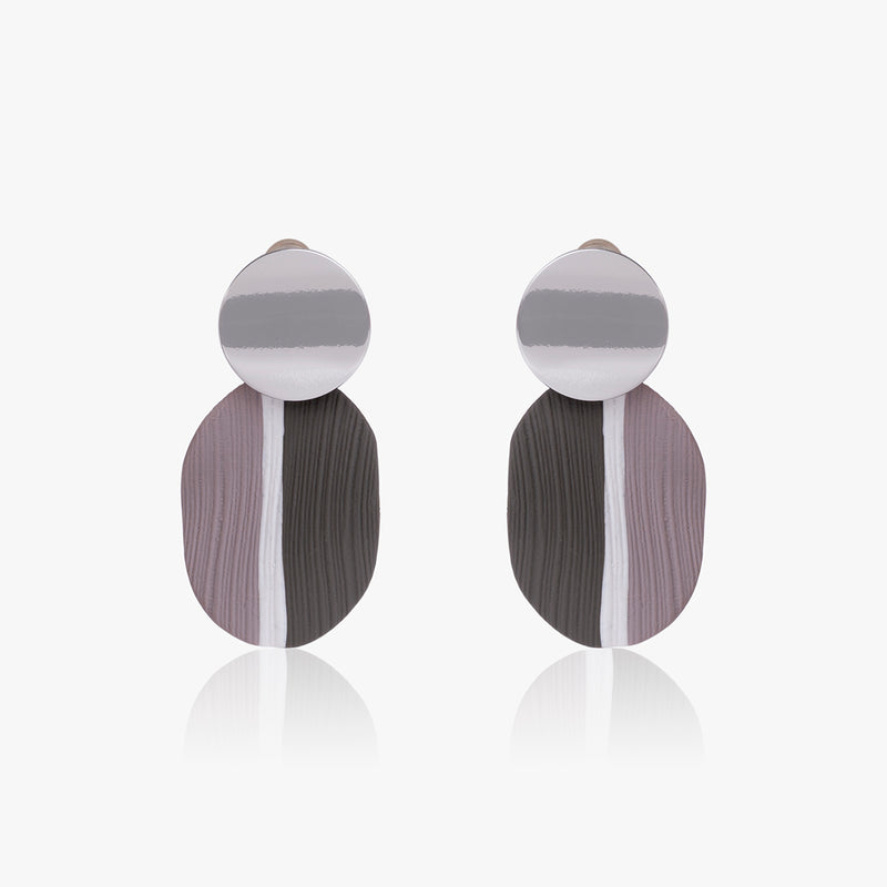 Black And Grey Polymer Clay Earring