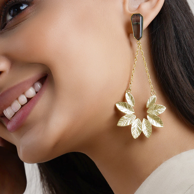 Statement Leaf Chain Danglers