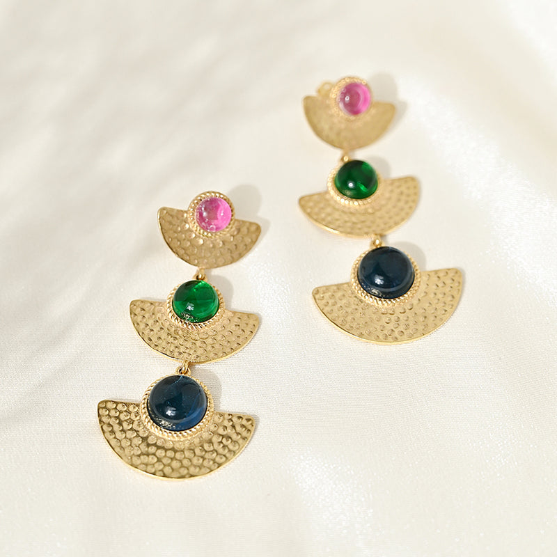 Multicoloured 3-Tier Textured Danglers