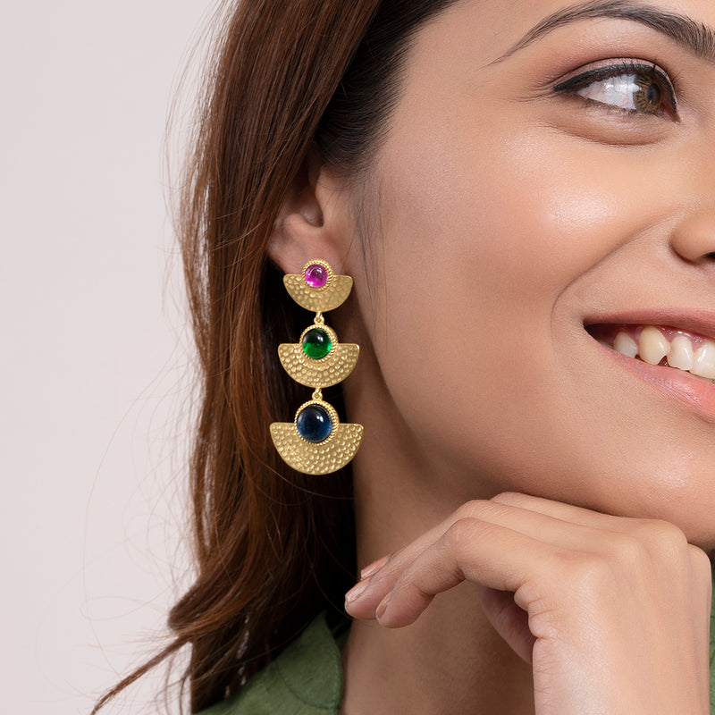 Multicoloured 3-Tier Textured Danglers