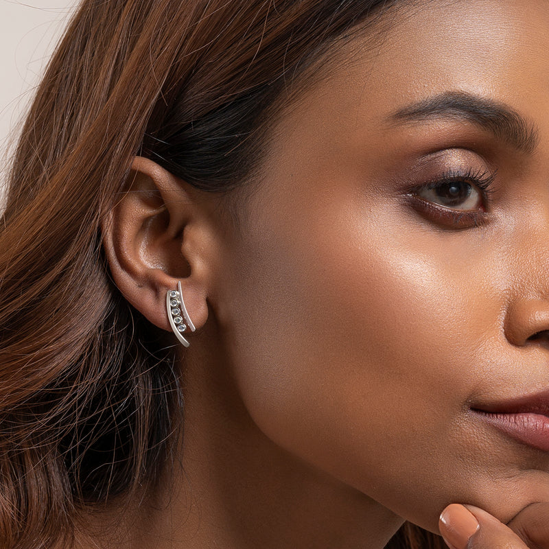 Buy Silver Studded Zircon Earrings Online | March