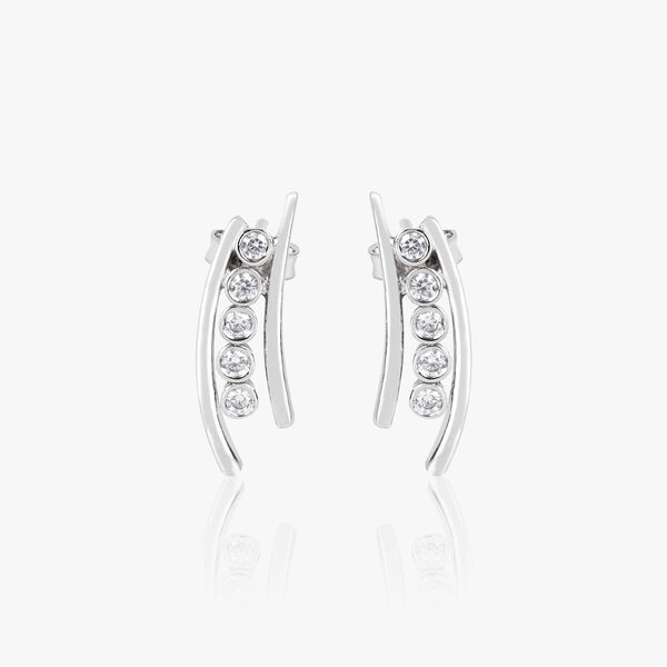 Buy Silver Studded Zircon Earrings Online | March