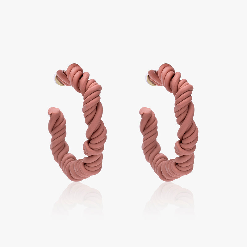 Pink Twisted Rope Polymer Clay Earrings