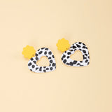 Black And White Heart Polymer Clay Earrings