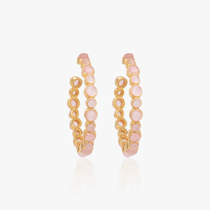 Rose Quartz Statement Hoops