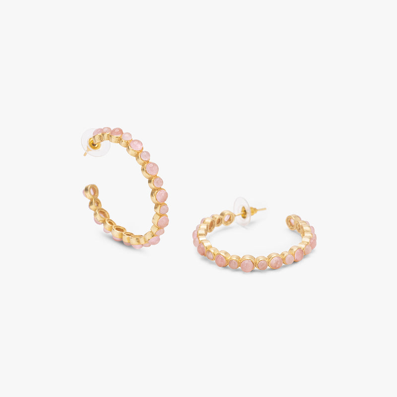 Rose Quartz Statement Hoops