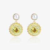 Yellow Dry Flower Pearl Earrings