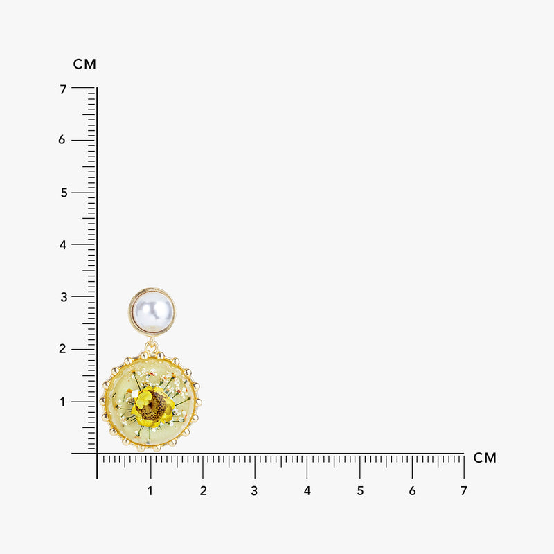 Yellow Dry Flower Pearl Earrings