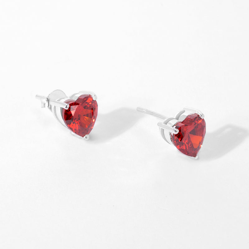 Buy Red Heart Zircon Silver Studs Online | March