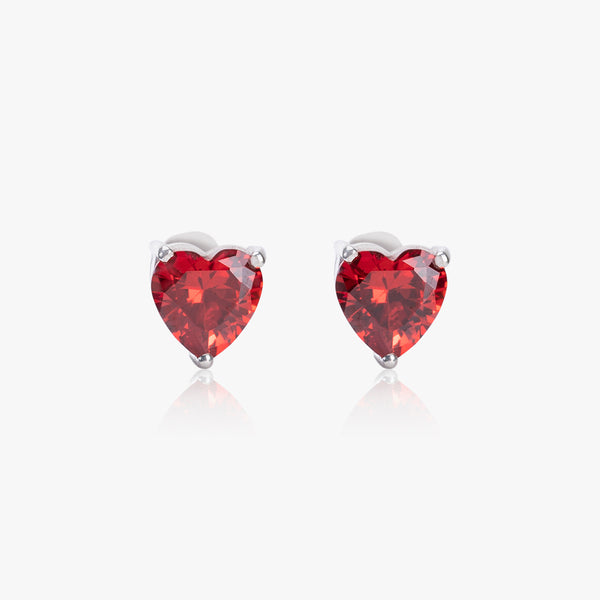Buy Red Heart Zircon Silver Studs Online | March
