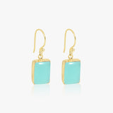 Buy 18K Gold Plated Silver Aqua Chalcedony Earrings Online | March