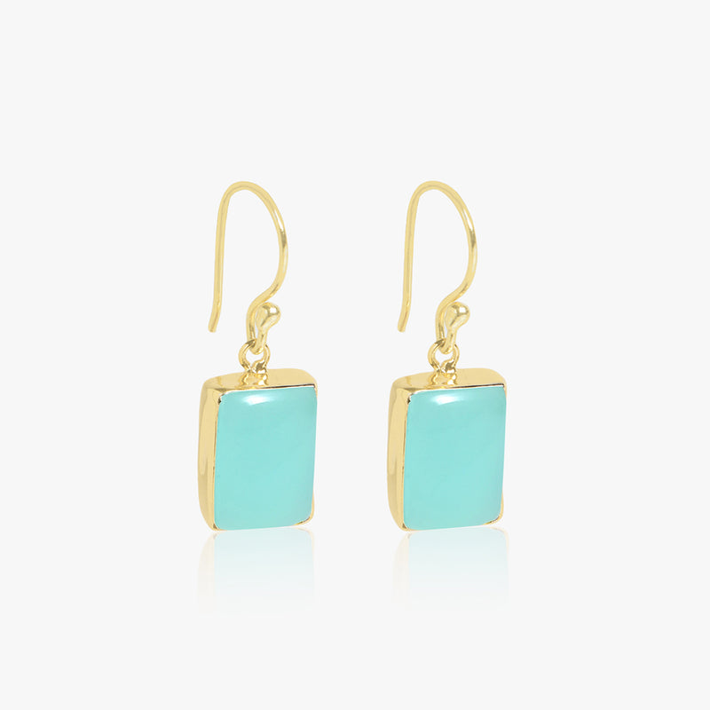 Buy 18K Gold Plated Silver Aqua Chalcedony Earrings Online | March