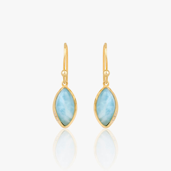 Buy 18k Gold Plated Silver Larimar Slide On Earrings Online | March