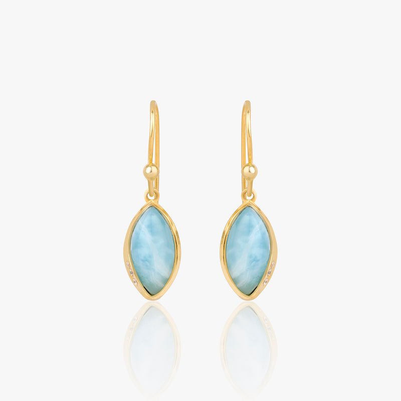 Buy 18k Gold Plated Silver Larimar Slide On Earrings Online | March