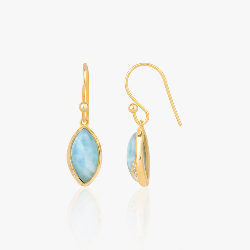 Buy 18k Gold Plated Silver Larimar Slide On Earrings Online | March