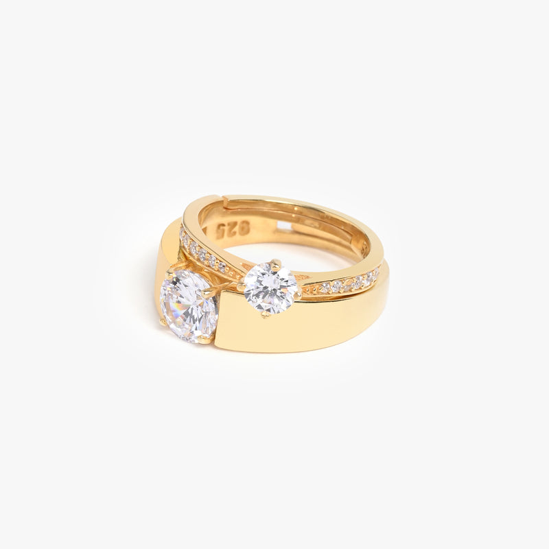 Buy 18k Gold Plated Silver Zircon Classic Couple Rings Online | March