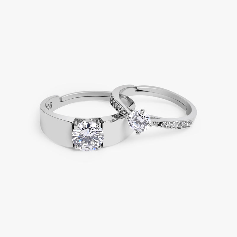Buy Silver Zircon Classic Couple Rings Online | March