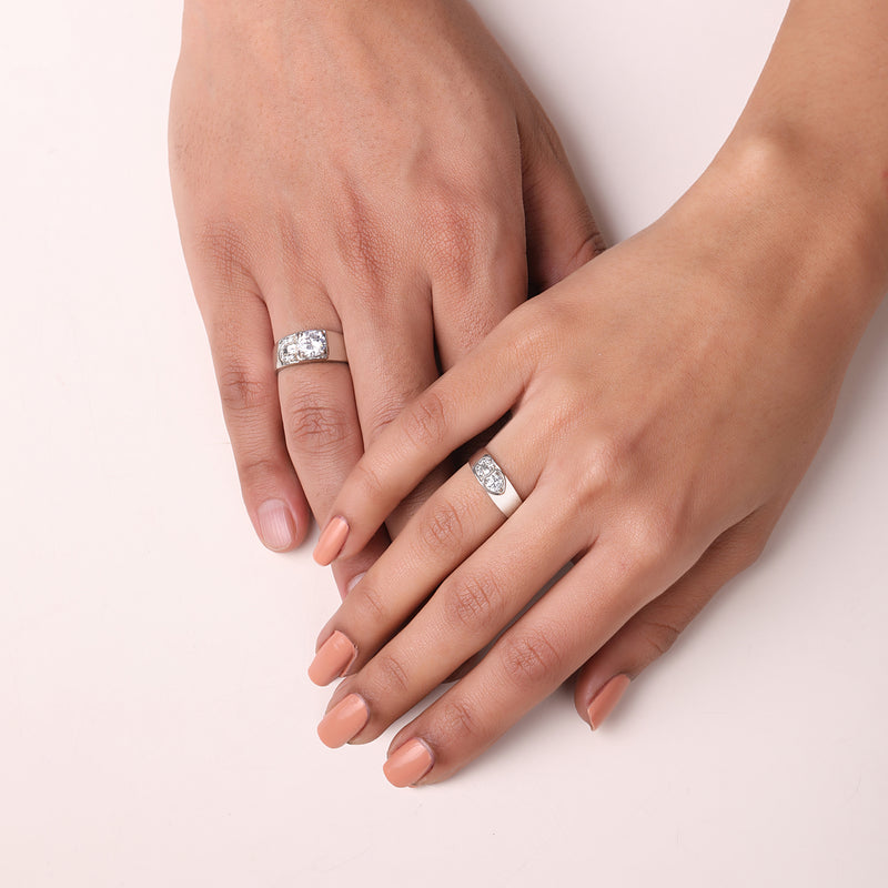 Buy Silver Love Lock Couple Rings Online | March