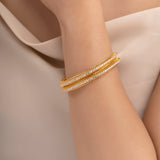 Buy 18k Gold Plated Silver Zircon Lattice Bangles Set of 2 Online | March