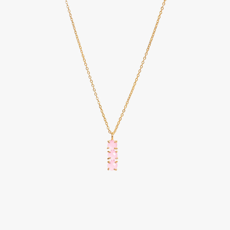 October Birthstone Necklace - Natural Pink Chalcedony