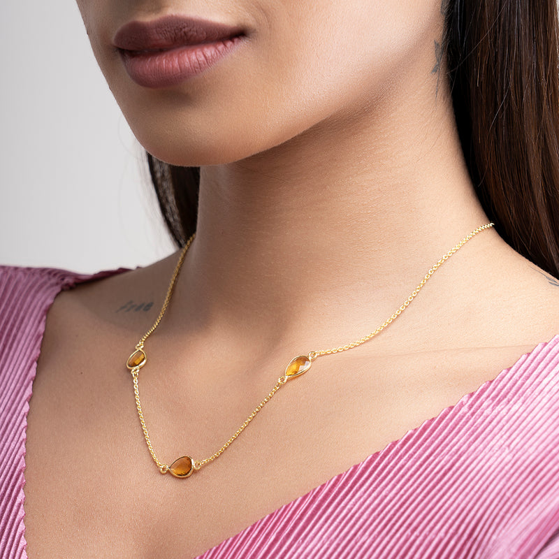 Minimal Citrine Quartz Necklace