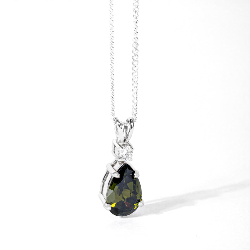 Buy Pear Peridot Silver Necklace Online | March