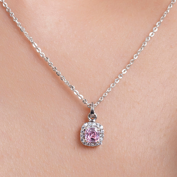 Buy Minimal Silver Pink Tourmaline Necklace Online | March
