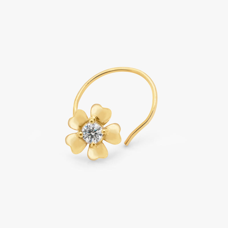 Buy 18K Gold Plated Floral Silver Nose Pin Online | March